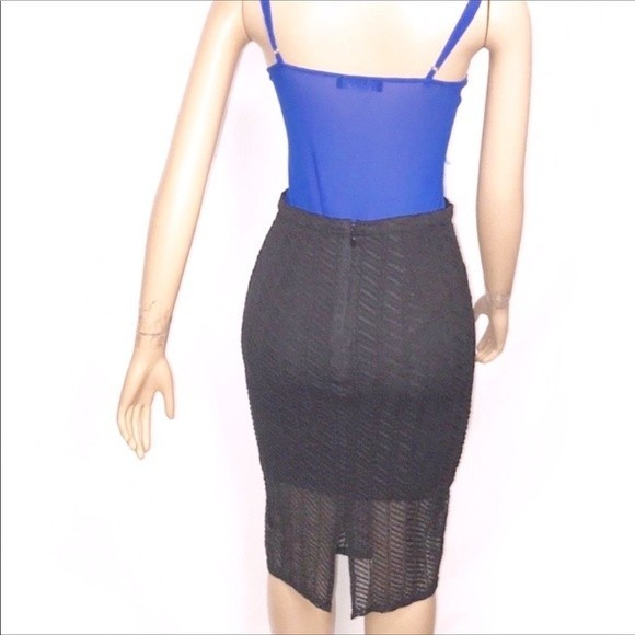 bebe Lace Skirt Sheer Mesh Black Midi Pencil Knee Length size S - Picture 10 of 17